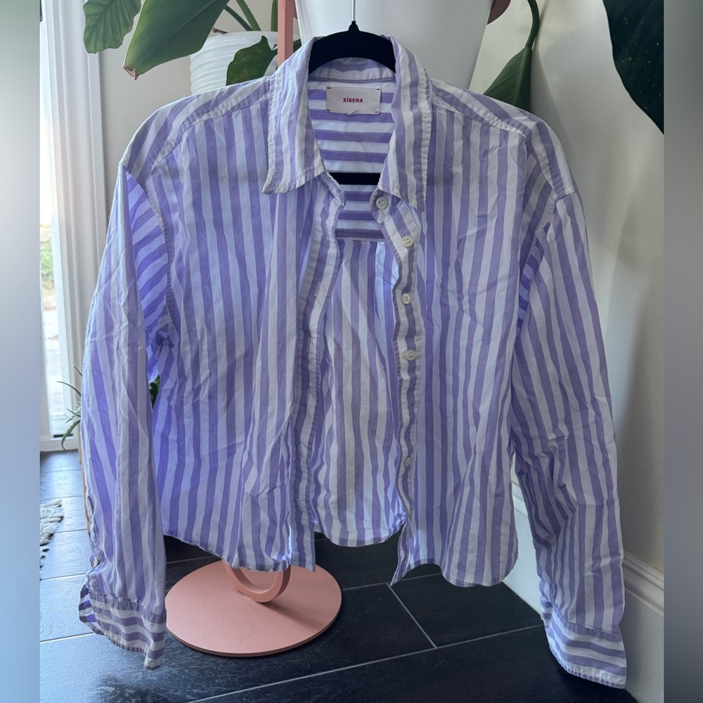 Xirena Morgan Purple Stripe Shirt, XS